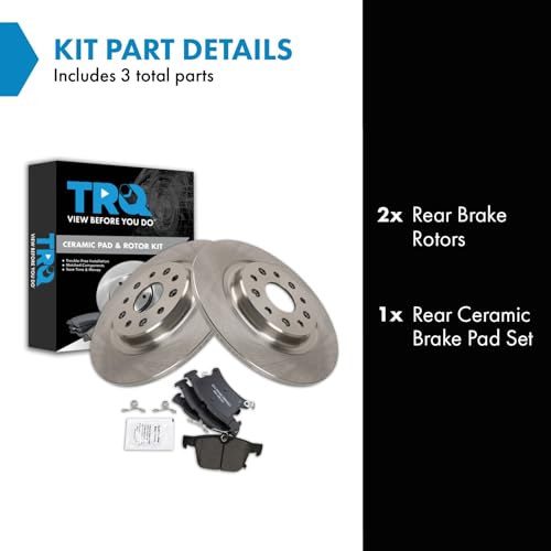 Image of TRQ Rear Brake Pad and Rotor Set Ceramic Rotors Compatible with 2020-2021 Chrysler Pacifica