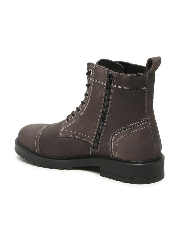 Image of TEAKWOOD LEATHERS Men's Leather Lace-up Chelsea Boot for Men, Round Toe, Blocked Heel, Textured Pattern TPR Outsole with Side Zipper | T SH TW 27