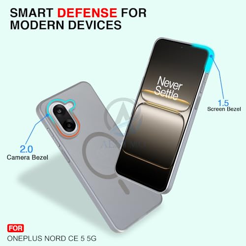 Image of AESTMO OnePlus Nord CE 5 5G Back Cover | Slim Hard Shell | Matte Frosted Hard Back Translucent Back Cover for OnePlus Nord CE 5 5G (Compatible with MagSafe Accessories, Grey)