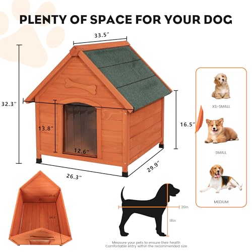 Solid Wood Dog House Comfortable Outdoor Shelter for Medium-Sized and Smaller Dog Sturdy, Durable and Easy to Clean,Can DIY,33.5’’D×30.7’’W×32.3’’H - Image 3