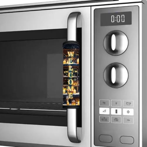 Image of Christmas Snowman Refrigerator Door Handle Covers Kitchen Appliance Decor Handles Cover, Fridge Door Handle Covers 6-Piece Appliance Handle Covers Welcome Christmas Refrigerator Decor