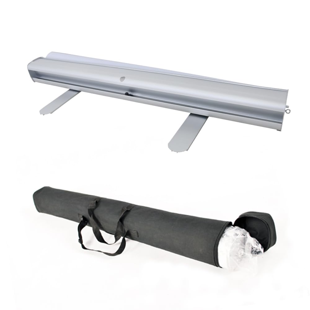 Soporte retráctil resistente de 33.5 x 80 pulgadas, soporte portátil de aluminio con bolsa de lona acolchada para exhibiciones de ferias comerciales (solo soporte)