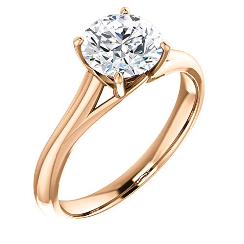 GNG Solid 14k White,Yellow or Rose Gold 7mm Round Brilliant Cut Simulated Diamond Solitaire Engagement Ring