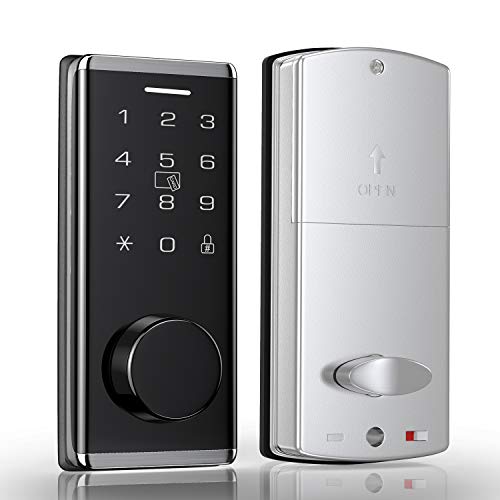 Narpult Smart Door Lock, Electronic Smart Lock with Keypad, Electric Deadbolt with Fobs, Bluetooth Door Lock with APP Control, Keyless Entry Deadbolt, Works with Alexa & Google Home, Modern Style