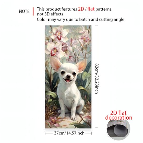Image of 14.6x32.3 Inch Trash Can Cover Chihuahua with Orchids Design Outdoor Garbage Bin Decoration Sticker Wrap
