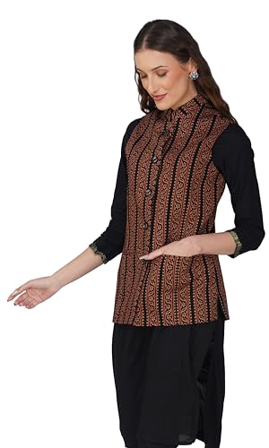 Image of Vastraa Fusion Solid Indian Traditional Ethnic Waistcoat Festive Woolen Nehru Jacket for Women