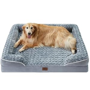WNPETHOME Dog Beds for Large Dogs, Washable Dog Bed, Bolster Dog Sofa Bed with Waterproof Lining & Non-Skid Bottom, Orthopedic Egg Foam Dog Couch for Pet Sleeping, Pet Bed for Large Dogs