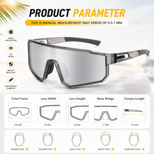 Image of Dervin One Piece Shield Sports Oversized Visor Polarized Sunglasses for Men Women, Outdoor Cricket Cycling Hiking Fishing Sunglasses