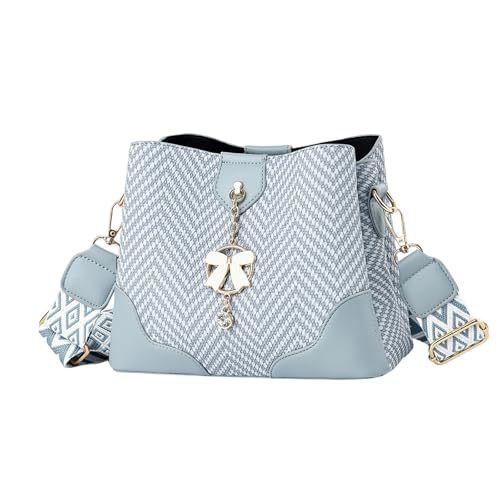 Sac seau bleu en cuir PU multipoches par Nicole & Doris