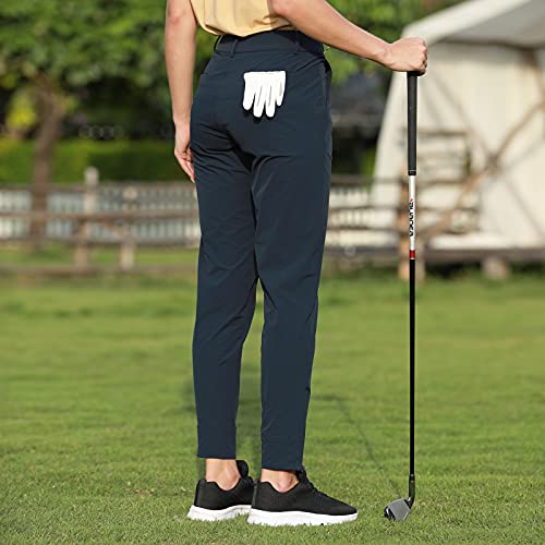 Houmous Women's Golf Pant Stretch Work Casual Ladies Pant Slim Lightweight With Pockets (Deep Blue, L) #TOP6