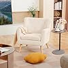 Prilinex accent chair mid century modern living room chairs button tufted upholstered armchair sofa chairs with cushion comfy fabric reading chairs for bedroom waiting room beige  urban country home decor