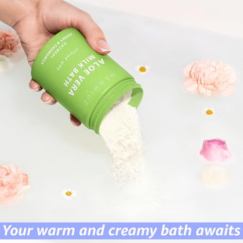 New Miuz Creamy Oats Milk Bath Soak Hydrate Moisturize Soften Skin Aloe Vera Honey Chamomile Luxury Spa Bath Salt Christmas Birthday Relaxation 300 Grams