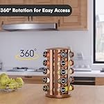 New England Stories Revolving Spice Rack Set with 20 Spice Jars, Kitchen Spice Tower Organizer for Countertop or Cabinet - Carousel Storage Includes 386 Spice Labels (Gold) - Image 3