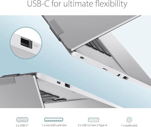 Image of ASUS Chromebook CX1 Laptop, 15.6 inch FHD (1920 x 1080) LED Display, Intel Celeron N4500 Processor, 8GB RAM, 64GB eMMC, Chrome OS, Silver, TWE 64GB Micro SD Card