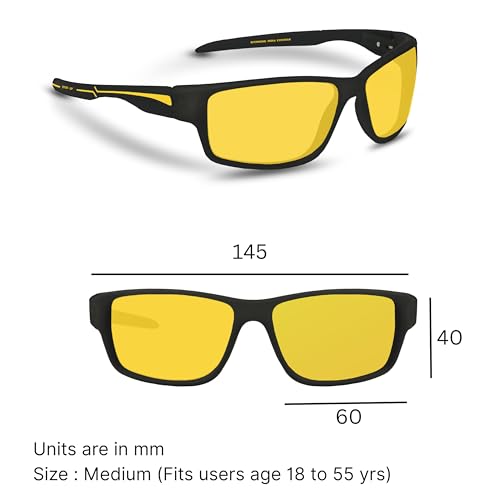 Image of EFERMONE Night Driving Glasses: Polarized Anti-Glare Driving Glasses for Car and Bike | Wraparound Design (EFER-SP, 2025)