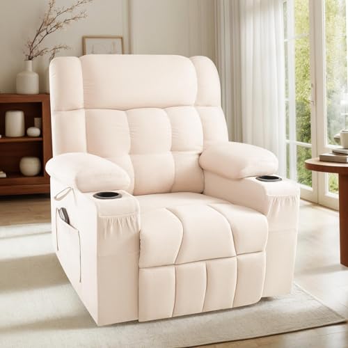 Sillón reclinable eléctrico beige tamaño oversize