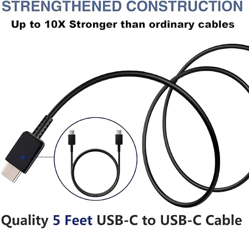 Image of 25W Type C Charger with 100 Cm Cable Compatible with Samsung A16 /M05 /A05 /A35 /M35 /F05 /M15 /F15 /A15 /A14 /M14 /F14 /A34 /M34 /F34 /S24 Ultra /S23 fe /Z fold /flip /6 /5 /4, Fast Adapter for Phones & Tab USB C, Black