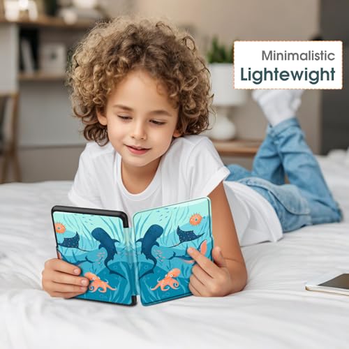 Image of Fintie Case for 7 inch All-New Kindle Paperwhite (12th Generation, 2024) and Kindle Colorsoft Signature Edition - Slim Lightweight Shell PU Leather Protective Cover with Auto Sleep /Wake, Blue Ocean