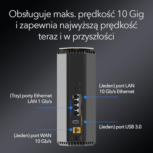 NETGEAR Nighthawk Trójpasmowy router WiFi 7 (RS600) - Funkcje zabezpieczeń, prędkość bezprzewodowa BE18000 (do 18 Gb/s) - port internetowy 10 Gb - pokrywa do 250 m2, 150 urządzeń