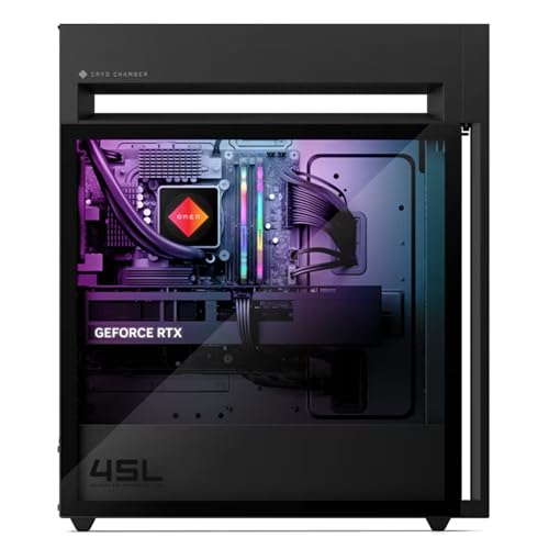 Image of PCONLINE HP Omen 45L RTX 5080 Gaming Desktop, Intel Ultra 9 285K, 32GB DDR5 RAM, 2TB SSD, RGB Light Studio, DP, RJ-45, Black, Windows 11 Home