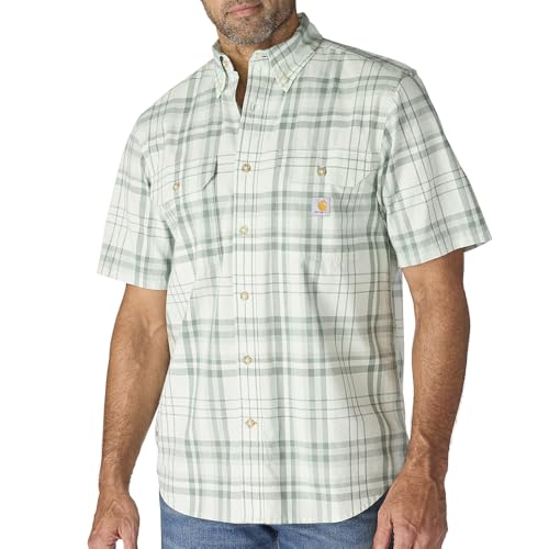 Carhartt Mens 107273 Fort Loose Short Sleeve Plaid Shirt XX-Large Smoked Teal
