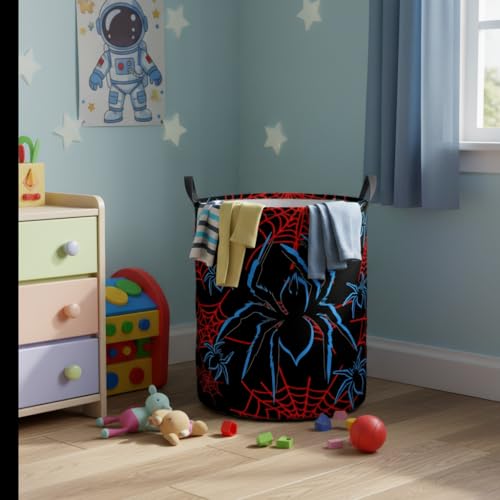 Image of Baby Laundry Hamper Basket Baby Hamper for Nursery Boy and Girl Cute Storage Bin Organizer Boho Room Decor(Spider)