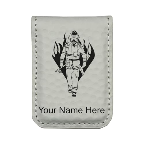 LaserGram Slim Magnetic Money Clip, Fireman, Personalized Engraving Included (Golf White)