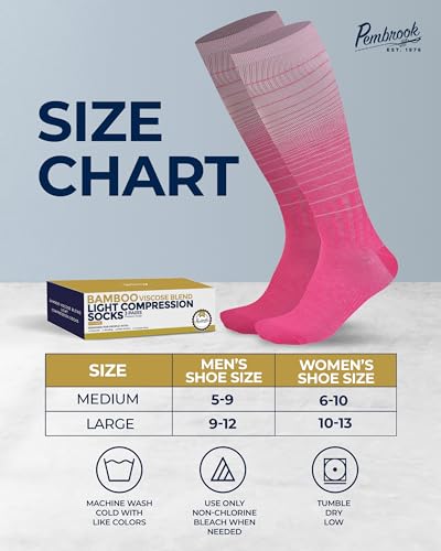 Image of Pembrook Bamboo Viscose Light Compression Socks - 3 Pairs | 8-15 mmhg Compression Socks | Knee High Comfort Support Socks
