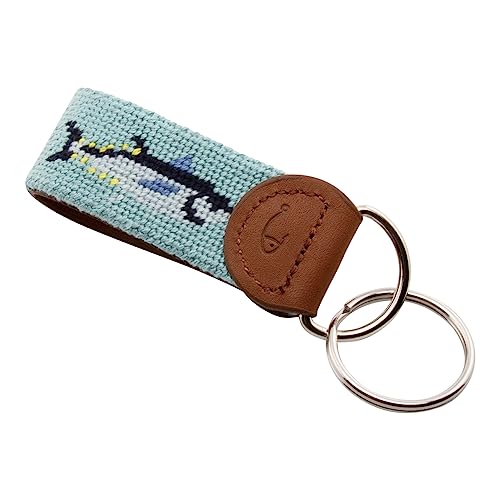 Image of Leather Hand-Stitched Needlepoint Key Fob or Key Chain