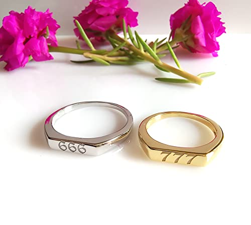 Angel Number Ring, Sterling Silver Personalized Angel Number 111, 222, 333, 444, 555, 666, 777, 888, 999, Custom Number Ring, Angel Number Jewelry (Gold)3