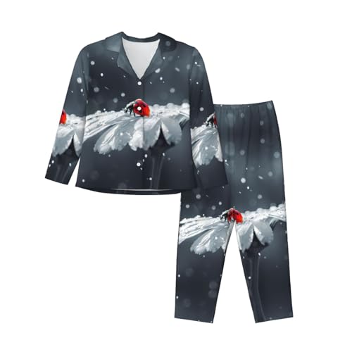 Pyjama à imprimé coccinelle EdWal ensemble pyjama tendance long pour éviter le froid la nuit