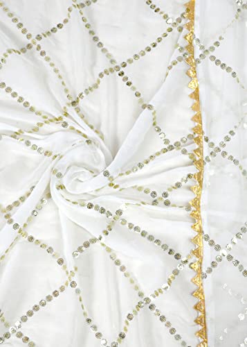 Chandrakala Chiffon Dupatta for Women, Shawl Scarf Wrap Chunni (D238-P)4