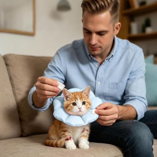 Collares calmantes para gatos y cono de recuperación impermeable para mascotas 8