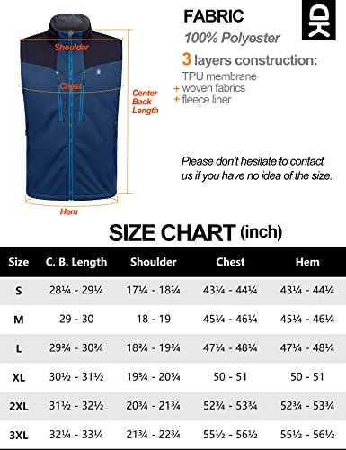 Little Donkey Andy Men's Fleece Lined Outdoor Vest Lightweight Windproof Warm Sleeveless Jacket For Hiking Trekking Travel Golf Vallarta Blue M #TOP5