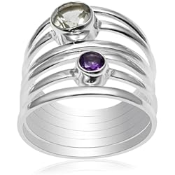 Anillo Plata Amatista Mujer Silver Palace Anillo de plata de ley 925 maciza con amatista verde natural para unisex, Metal, Amatista verde