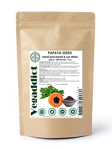 100% Natural Sun Dried Papaya Seeds | High Papaya Enzyme (Papain) Content | No Additives | Vegan | Laboratory...