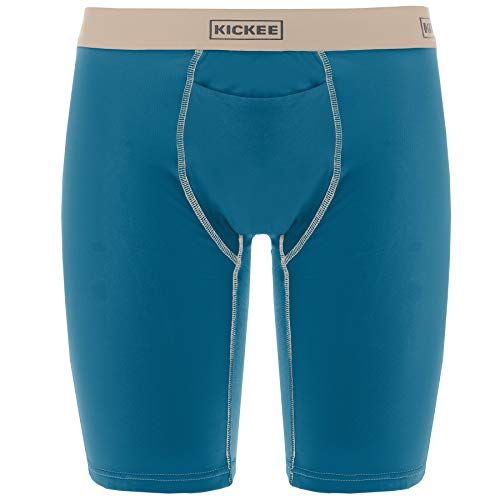 KicKee Men’s Solid Color Long Boxer Brief, Soft and Comfy Fitted Underwear with Fly
