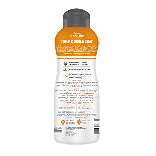 Tropiclean PerfectFur Thick Double Coat Shampoo for Dogs, 16oz - Made in USA - Unique Breed Specific Shed Control Formula for Breeds Like Australian Sheperds - Naturally Derived