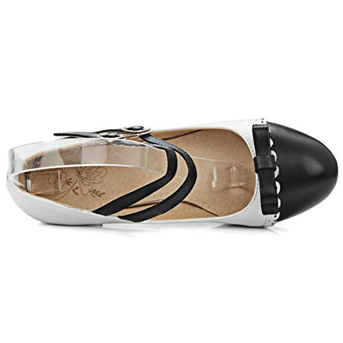 MAVMAX Women's Bowtie Mary Janes Block Chunky Mid Heel Lolita Pumps3