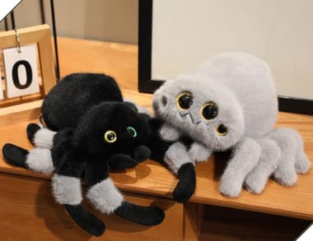 TROYSINC Plüschtier Spinne Kuscheltier, Weich Cartoon Spinne Plüsch Puppe Spielzeug Stofftier Plüschkissen Halloween-Dekoration Für Kinder Geschenk (25cm,Schwarz)