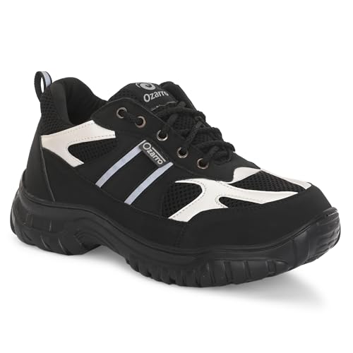 Image of Ozarro Black Genuine Leather Steel Toe Safety Shoe for Mens (S4452)