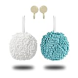 XINOBO 2Pack Chenille Quick Dry Bath Hand Drying Puff Towel Balls, Creative Decorative Kitchen Hangi