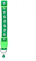 Coleira Ajustável para Pet com Guizo Estampa Verde com Patas Nylon Pingente Ideal Para Cães e Gatos Pequenos Passeio Viagem Conforto Uso Diário Tamanho 43cm Premium