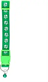 Coleira Ajustável para Pet com Guizo Estampa Verde com Patas Nylon Pingente Ideal Para Cães e Gatos Pequenos Passeio Viagem Conforto Uso Diário Tamanho 43cm Premium