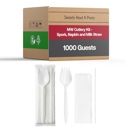 Kit desechable spork con pajilla y servilleta, 1000 sets miniatura 1