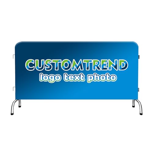 CUSTOMTREND Custom Printed Crowd Barrier Cover with Logo Text, Personalized Crowd Control Barricade Jacket Cover for Event Setups Trade Shows Concerts Festivals Sporting Events