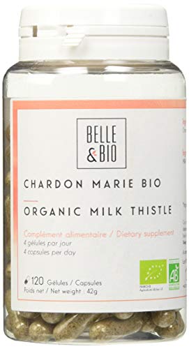 Belle&Bio - Chardon Marie Bio - 120 Gélules - 1200 mg/Jour - Digestion - Certifié Bio par Ecocert - Fabriqué en France