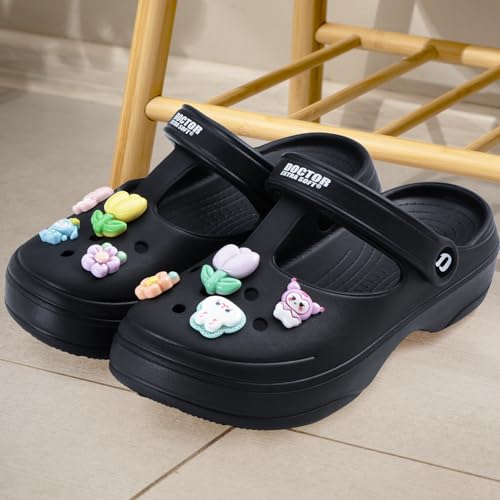 Image of DOCTOR EXTRA SOFT Women's Classic Charms Clogs /Sandals with Adjustable Back Strap for Adult | Comfortable & Light Weight | Stylish & Anti-Skid |Waterproof & Everyday Use Mules for Girls & Ladies D-511