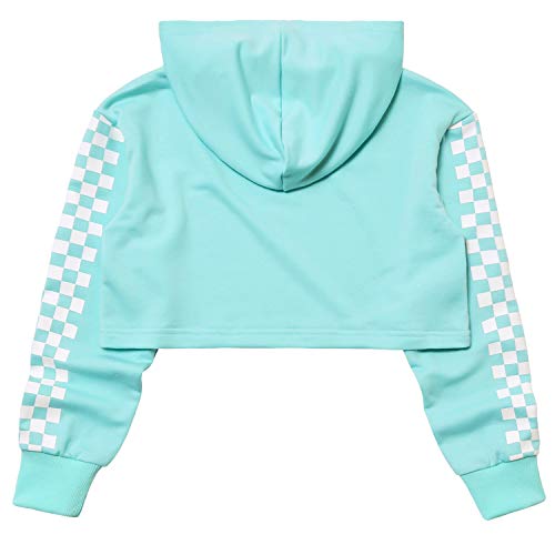 Image of Kids Girls Leather Plaid Long Sleeve Crop Top Hoddie Cropped Sweatershirts