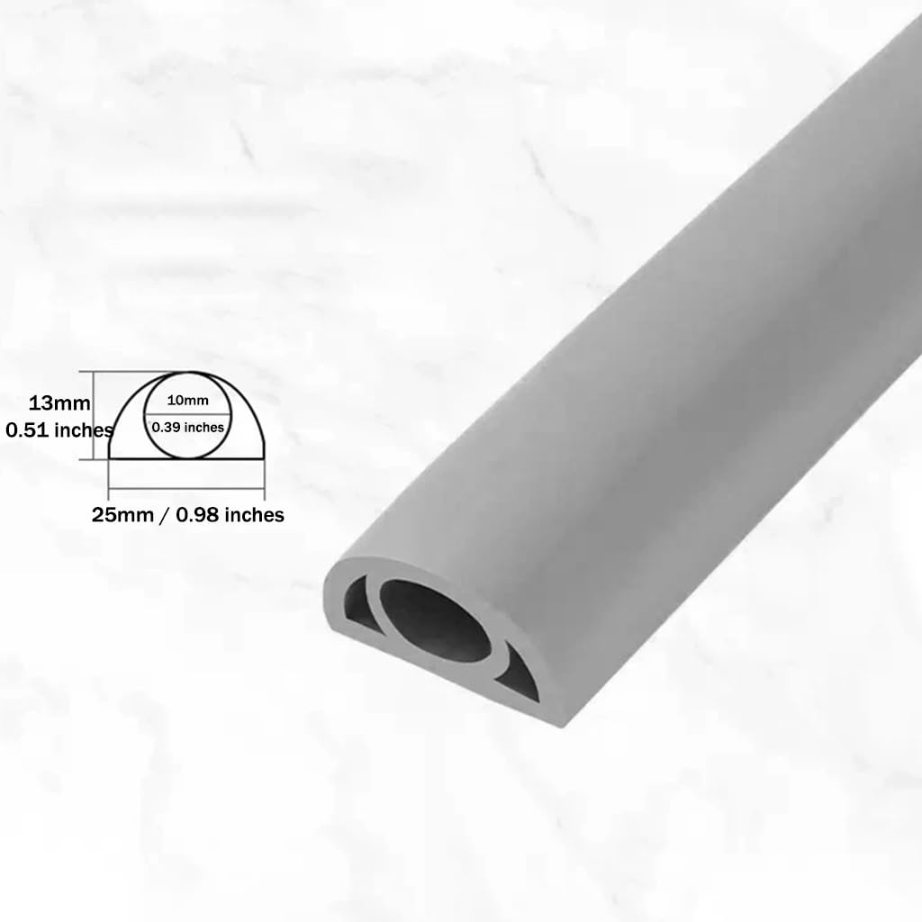 Cubrecables De Suelo De PVC Blando para Oficinas, Protector De Cables Autoadhesivo Que Oculta Y Resiste El Pisado, Canal Interior: 10 Mm / 0,39 Pulgadas(Grigio,5M)